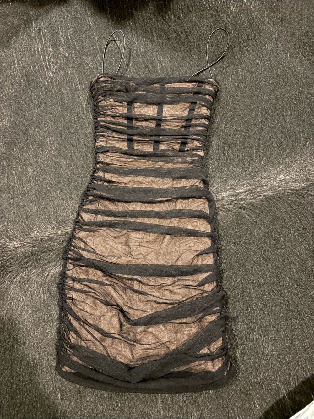 Nookie Mecca Black Sheer Overlay Mini Dress with Nude Lining
